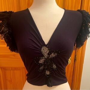 Bebe Y2K beaded and lace top, with cut-up back. Really rare! Truly stunning!!